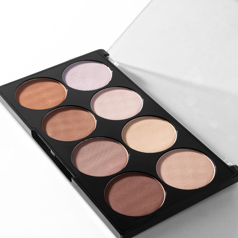 W7 Pro Contour & Highlight Palette - 8 Shade Blendable Powder Makeup Kit for All Skin Types