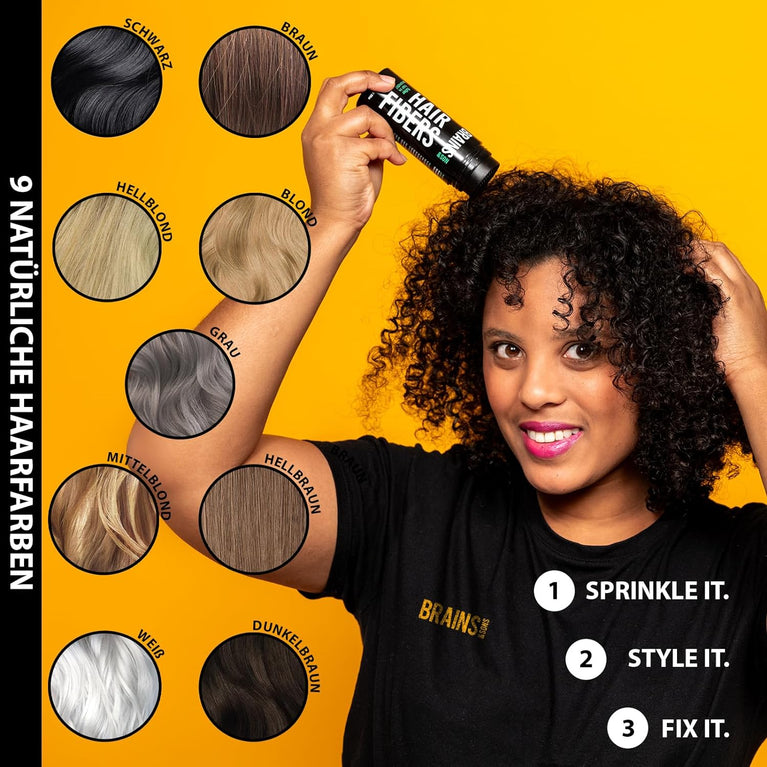 Thickening Hair Fibers by Brains & Son - Instantly Conceals Hair Loss and Thinning - Natural Keratin Powder (DARK BROWN)