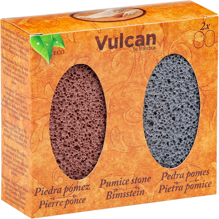 Vulcan Dual-Coloured Pumice Stones (Pack of 2, Terracotta and Grey) - Expert Solution for Hard Skin and Callus Removal