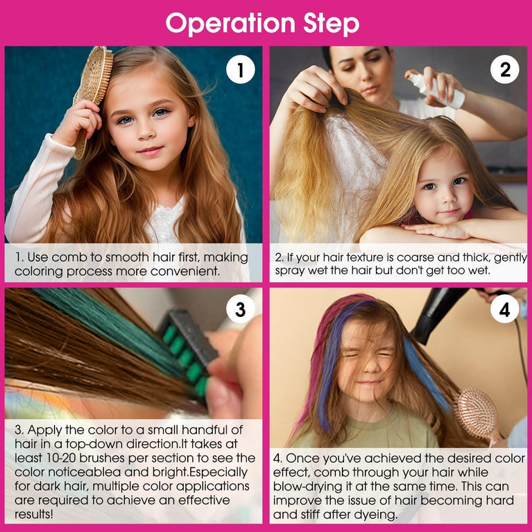 Colorful Hair Chalk Set for Kids - Temporary Hair Dye Kit for Girls aged 4-12+