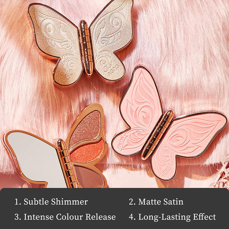 6-Color Butterfly Eyeshadow Palette - Waterproof, Long-Lasting and Cruelty-Free with Multiple Textures