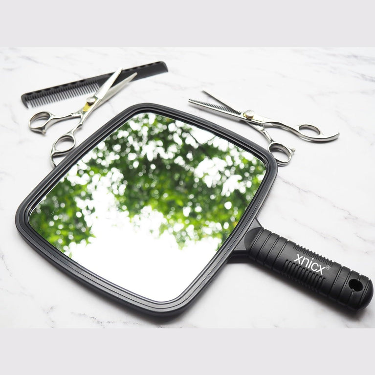 Professional Handheld Mirror - Compact Travel Essential with Non-Slip Handle for Makeup, Shaving & Hairdressing