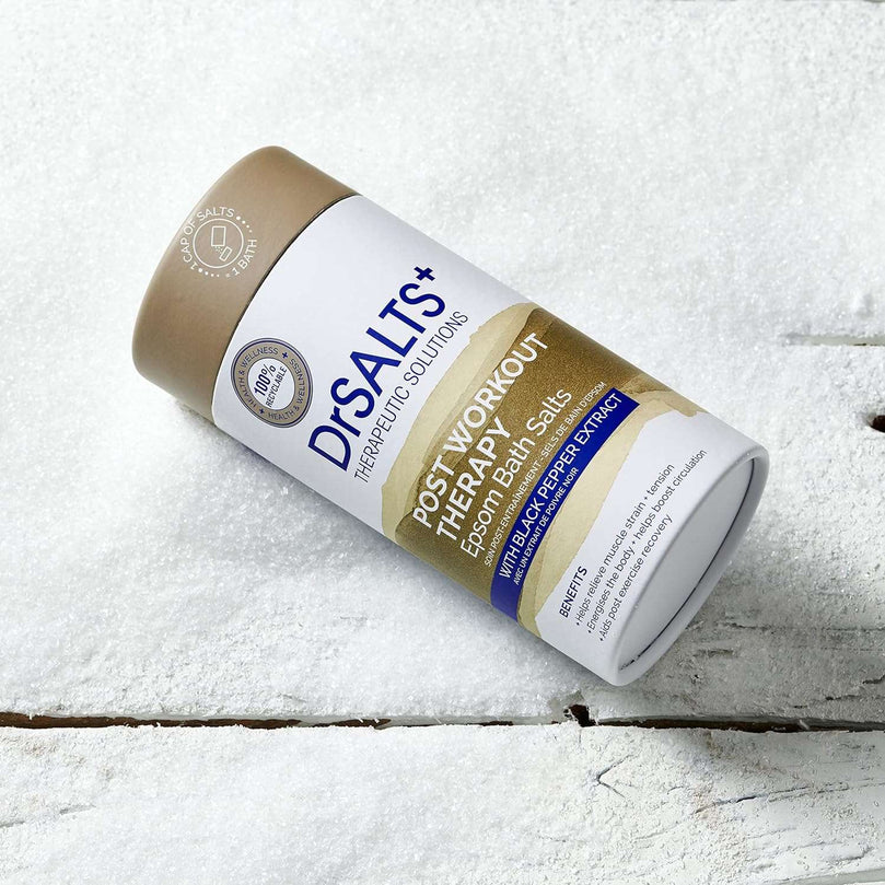 Dr Salts+ 100% Epsom Bath Salts | Post Workout Therapy With Black Pepper & Essential Oils | Stimulate Blood Flow & Ease Muscle Tension | Relax + Recover From Intense Exercise 750g