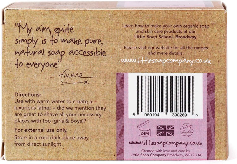 Little Soap Company Organic Soap Bar – Vegan, Cruelty Free, No SLS or Parabens, With Rose Geranium, Natural & Organic Body & Hand Soap (110g)