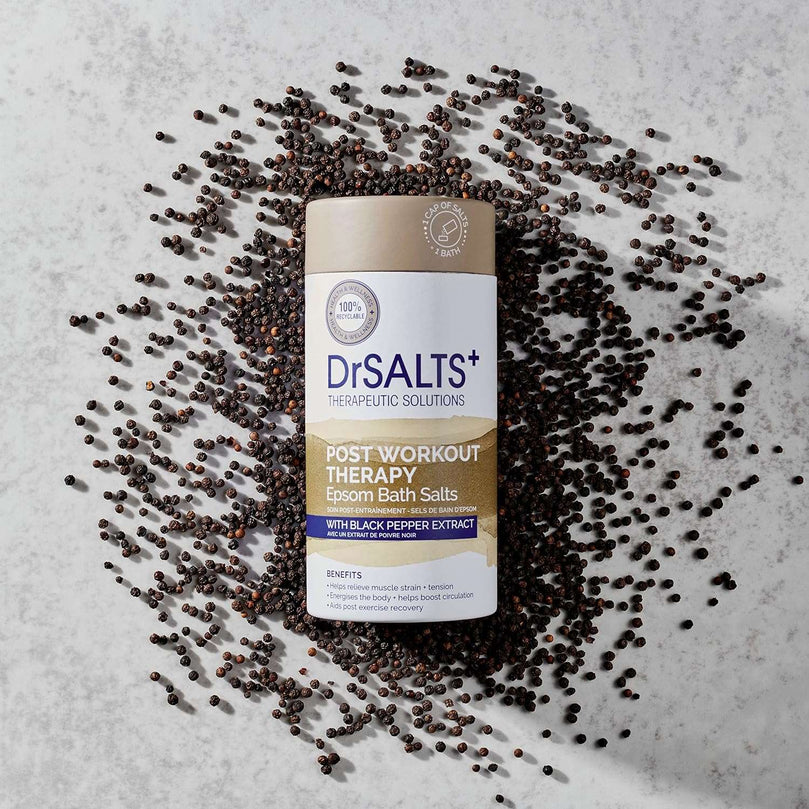 Dr Salts+ 100% Epsom Bath Salts | Post Workout Therapy With Black Pepper & Essential Oils | Stimulate Blood Flow & Ease Muscle Tension | Relax + Recover From Intense Exercise 750g