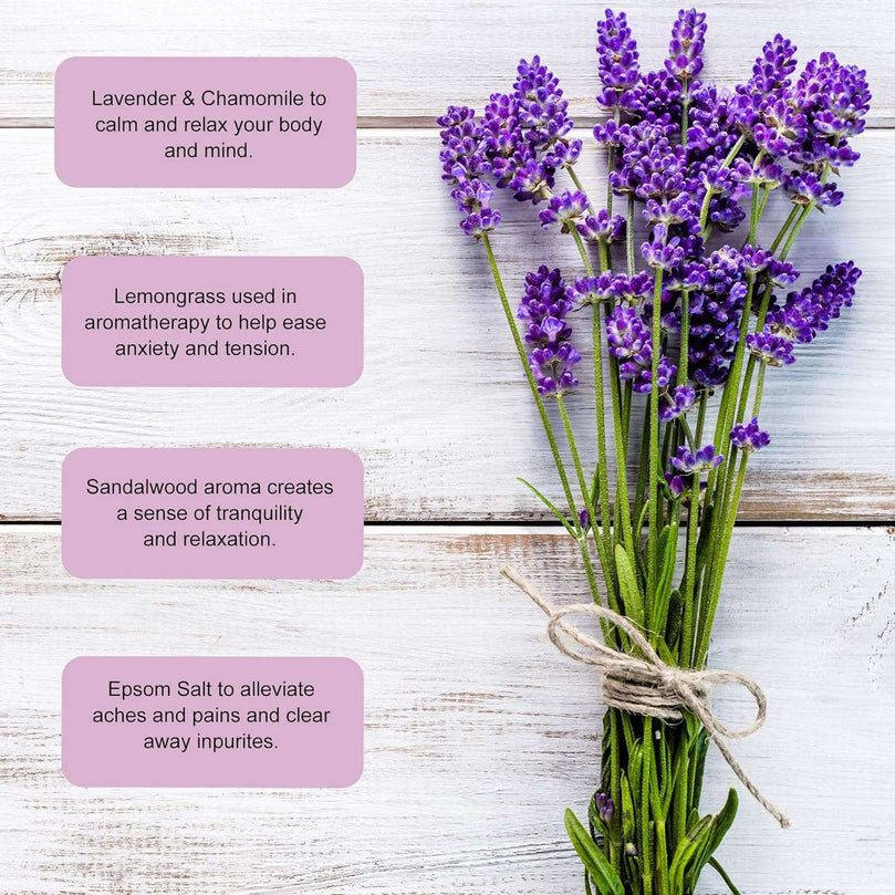 Dr Salts Calming Therapy Epsom Bath Salts, 1kg. With Lavender & Lemongrass. Calms and relaxes mind & body. Relieves stress & tension. Promotes better sleep.