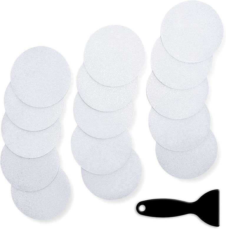 15 Big Transparent Anti-Slip Stickers for Bath and Shower | Textured Non-abrasive Stickers for Better Grip | Discreet Self Adhesive Circles with 4 in (10cm) diameter for better Safety | With Scraper