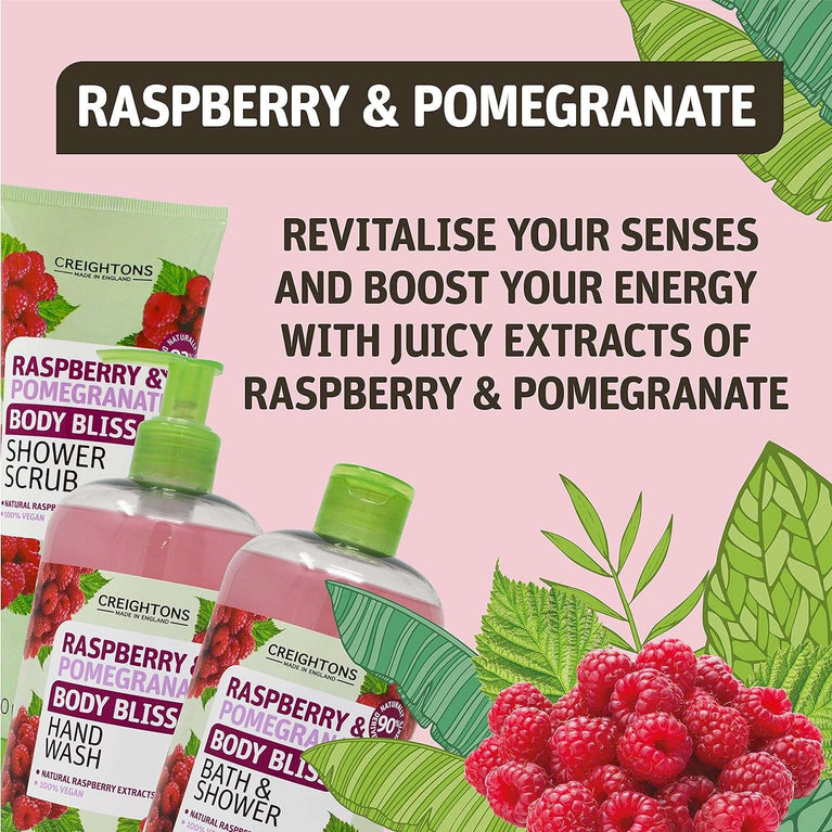 Creightons Body Bliss Raspberry and Pomegranate Hand Wash (500 ml) - Revitalise Your Senses and Boost Your Energy with Juicy Extracts of Raspberry & Pomegranate, Vegan Friendly & Cruelty Free