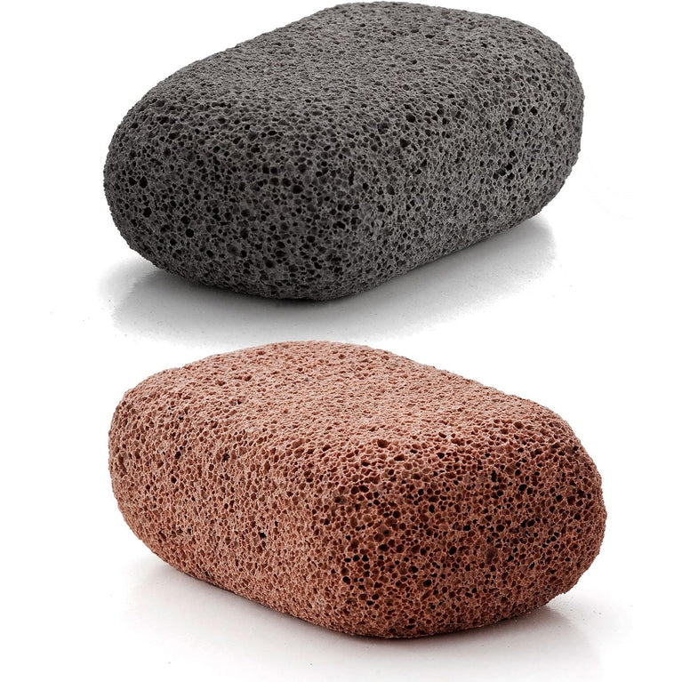 Vulcan Dual-Coloured Pumice Stones (Pack of 2, Terracotta and Grey) - Expert Solution for Hard Skin and Callus Removal