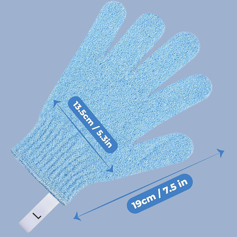 Fine Lines - Exfoliating Shower Gloves, Pack of 3 Pairs (6 pcs) - Exfoliating Glove for Bath scrub, Dead Skin Remover - Exfoliating mitt - Body Scrub Gloves with Hanging Hoops - Protected Design