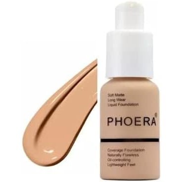 PHOERA 24-Hour Lasting Matte Foundation with Oil Control - 30ml Full Coverage Flawless Face Formula for Women & Girls