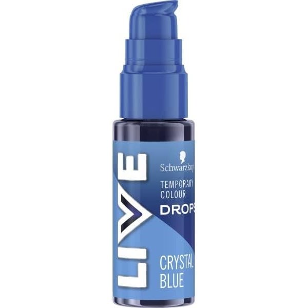 Schwarzkopf LIVE Colour Drops, Vegan, Semi-permanent, Blue Hair Dye, Lasts 2 to 12 Washes, Crystal Blue 30 ml