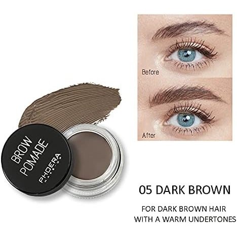 PHOERA Dark Brown Eyebrow Gel - Professional Makeup Pomade for 24-Hour Perfectly Defined, Waterproof, Smudge-Proof, and Sweat-Resistant Brows (#5)