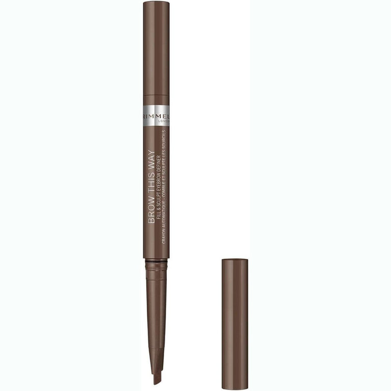 Rimmel London Easy Glide & Sculpt Brow Definer with Spoolie Brush, Medium Brown, Pack of 1
