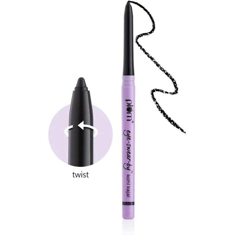 Kohl Kajal Matte Eye Pencil by Plum Eye-Swear - Smudge-Proof, Waterproof Deep Black Makeup (Pack of 1)