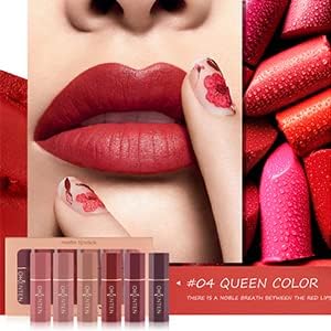 Matte Finish Lipstick Set - Waterproof, Intense Pigment, Long-Lasting Lip Makeup Kit (6 Colors) - Ideal Gift for Women for All Occasions