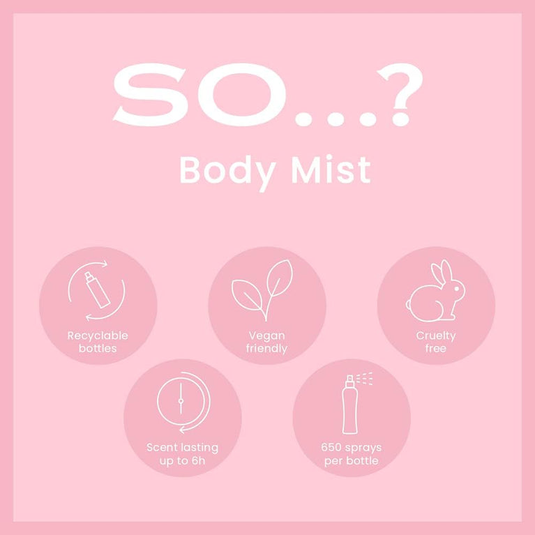 So...? Women's Mixed Fragrance Body Spray Bundle - Candy Floss, Vanilla, Sweet Pea (Pack of 3)