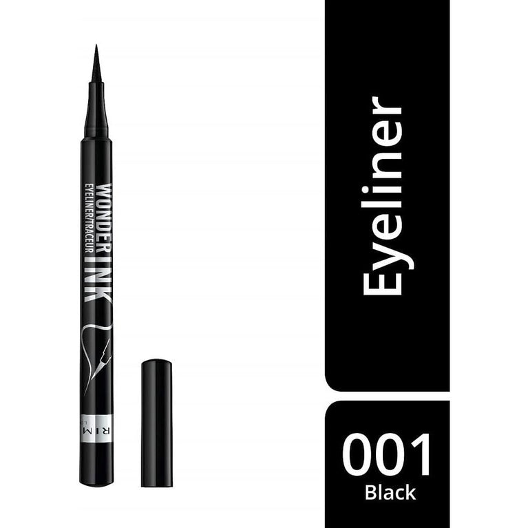 Rimmel 24-Hour Waterproof Wonder'Ink Liquid Eyeliner, Black, 1 ml