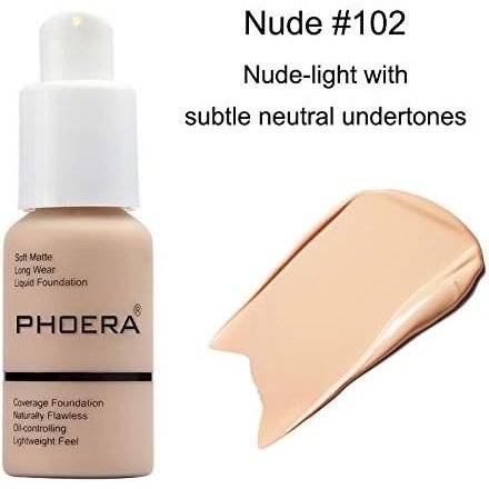 ABRUS® 24-Hour Long-lasting Matte Finish Foundation (#102 Nude) with Skin-Benefiting Properties