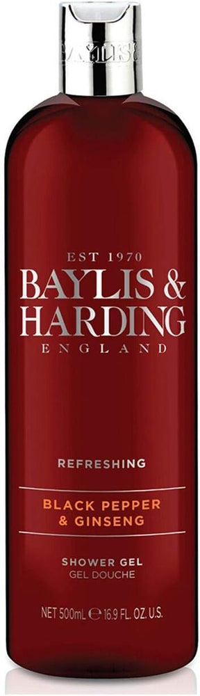 Baylis & Harding Black Pepper & Ginseng Shower Gel for Men, 500 ml (Pack of 3) - Vegan Friendly