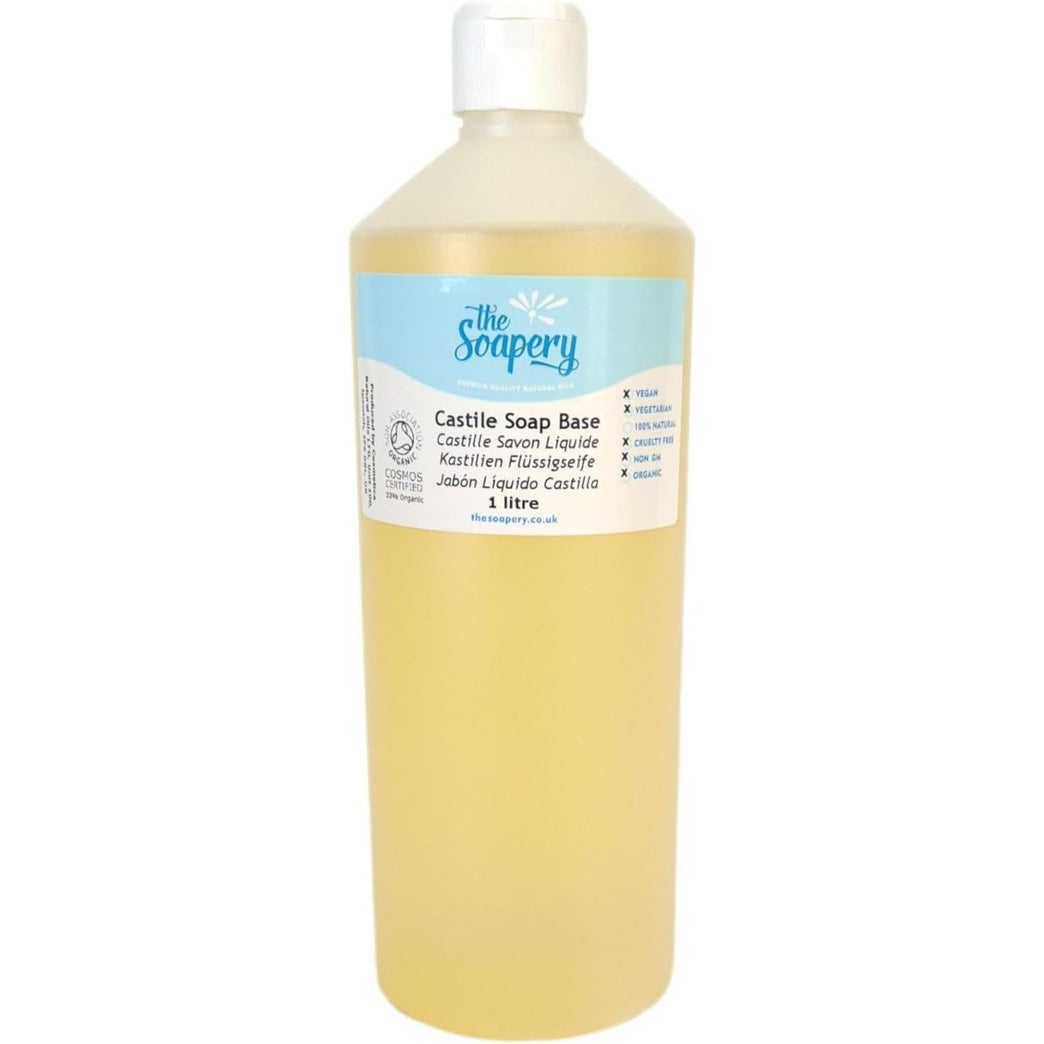 Organic Castile Liquid Soap Base - 1 Litre, SLS SLES Sulphate and Paraben Free