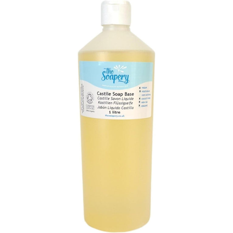 Organic Castile Liquid Soap Base - 1 Litre, SLS SLES Sulphate and Paraben Free