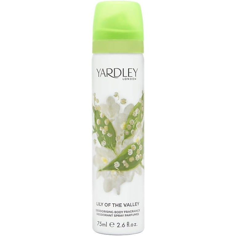 Yardley Lily Of The Valley Deodorant Spray, 75ml (1-Pack), Packaging may vary
