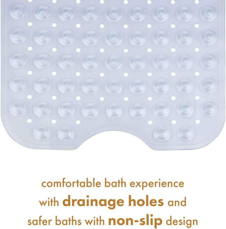 TranquilBeauty Clear Non-Slip Bath Mat with Suction Cups | Extra Long 100x40cm Bathtub Mats