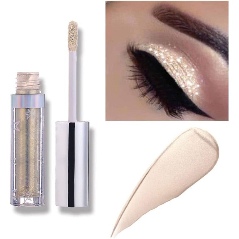 Weixinbuy Glamorous Glitter Liquid Eyeshadow - 12 Metallic Shades, Long-Lasting, Waterproof & Highly Pigmented (101#Cream)