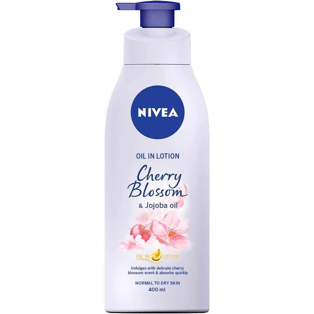 NIVEA Cherry Blossom & Jojoba Oil Oil-In Lotion 400ml, Intensive Moisturizing Body Lotion