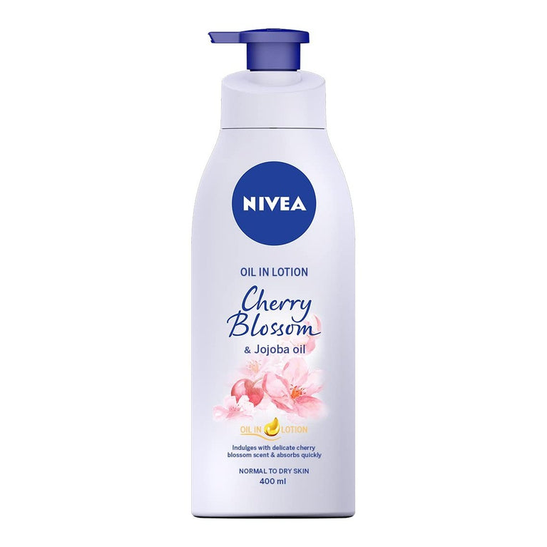 NIVEA Cherry Blossom & Jojoba Oil Oil-In Lotion 400ml, Intensive Moisturizing Body Lotion