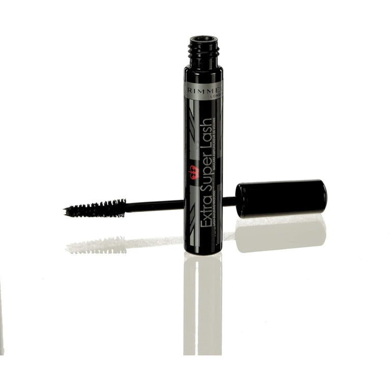 RIMMEL LONDON Extra Super Lash Mascara - 101 Black Black - Smudge-Free, Vitamin E Enriched for Healthier Lashes - Clumpless Lengthening, Defining & Curling - Long Lasting & Cruelty-Free