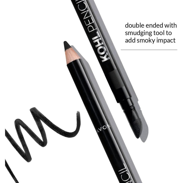 Avon True Black Kohl Eyeliner Pencil - Waterproof, Blendable, and Super Soft for Easy Smoky Eye Application