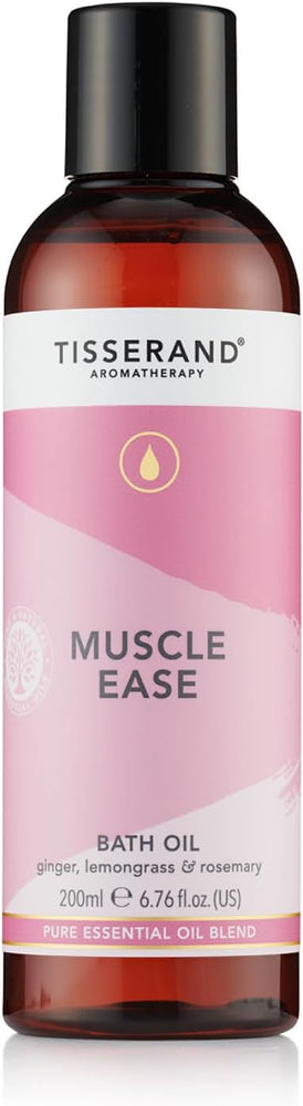 Tisserand Aromatherapy - Muscle Ease Bath Oil with Ginger, Lemongrass, and Rosemary - 100% Pure Essential Oil Blend - 200ml