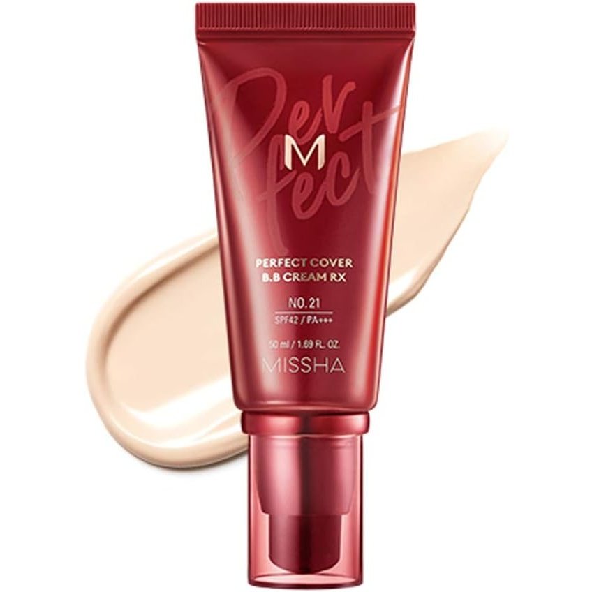 MISSHA M Ultimate BB Cream RX with SPF42/PA+++ in No. 21 Light Beige 50ml/1.69fl.oz - Multifunctional Beauty Cream for Flawless Coverage, UV Protection, Deep Hydration, and Anti-Aging Benefits