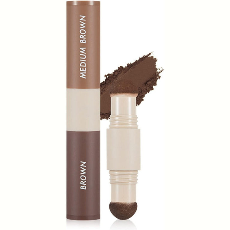 Hairline Powder Hair Root Touch Up, Instantly Conceals Hair Loss And Fills In Receding Hairlines Forehead Side Hair Filler Sweatproof Hairline Finishing Stick For Women Men (Medium Brown & Brown)