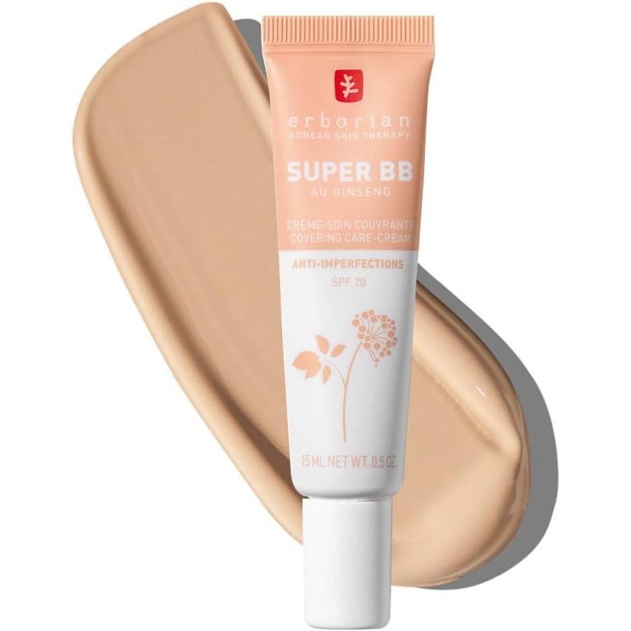 Erborian Ginseng Infused Ultimate High-Coverage Tinted BB Cream - SPF 20 Sun Protection, Imperfection Corrector, and Complexion Perfector - Korean Skincare Solution