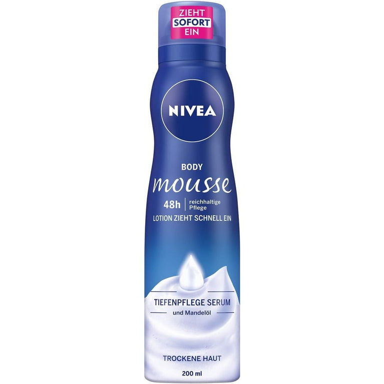 Nivea Almond Oil Body Mousse for Dry Skin, 200 ml Dispenser