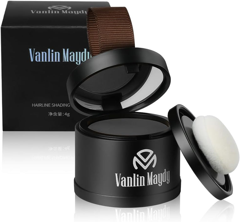 Instantly Hairline Powder, Hair Root Touch Up Powder Conceal Receding Hairline, Windproof&Sweatproof Hair Root Concealer, Professional Hairline Shadow Powder with Mirror and Puff(Natural Black)