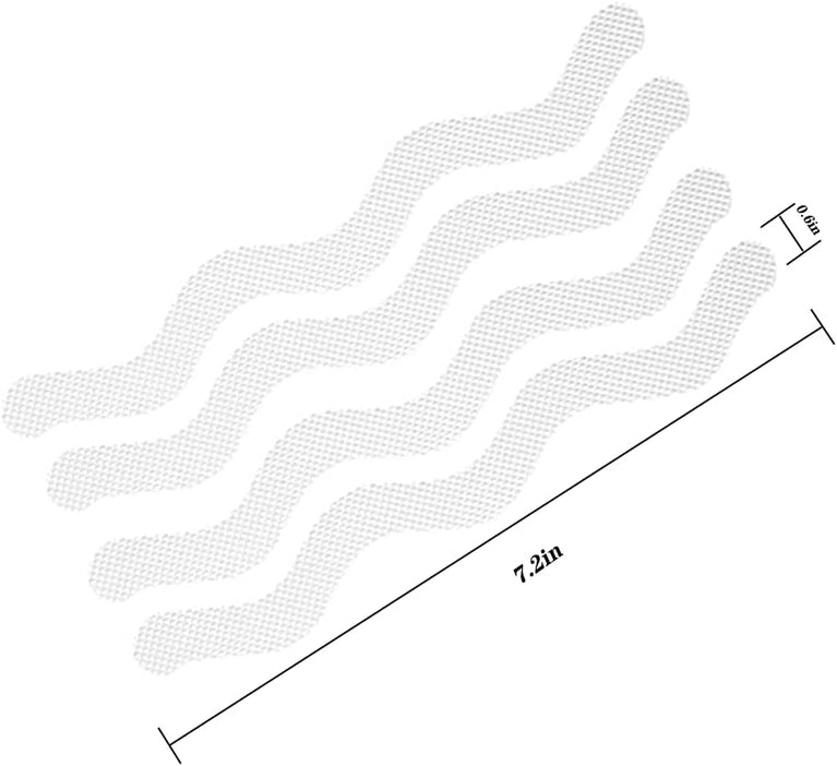 Wave Non-Slip Bathtub Stickers - Pack of 24, Transparent Self-Adhesive Strips