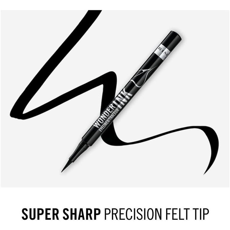 Rimmel 24-Hour Waterproof Wonder'Ink Liquid Eyeliner, Black, 1 ml