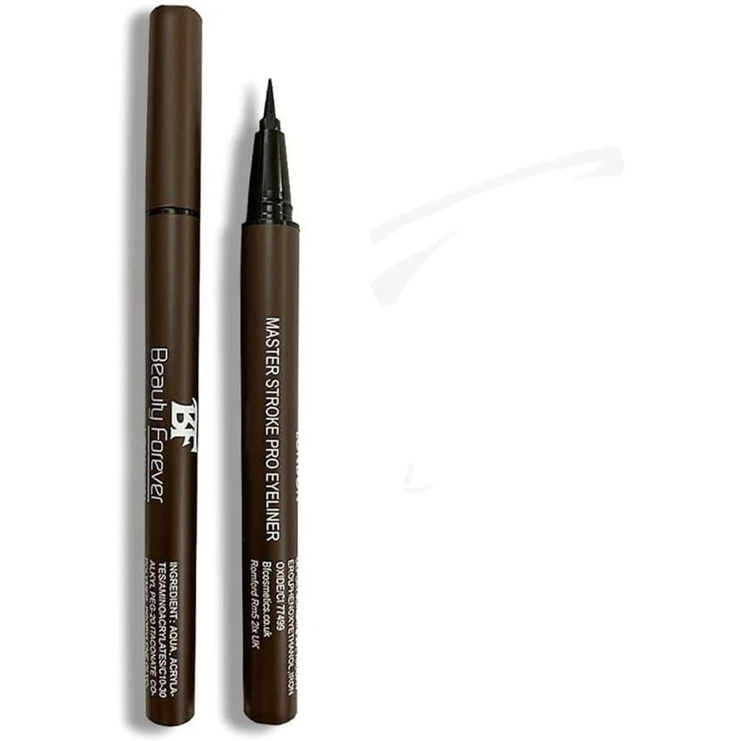 Ultimate Precision Eyeliner Pen by Beauty Forever - Long-Lasting & Waterproof, Semi-Matte Finish, Ideal for All Eye Types, Available in Black and Brown