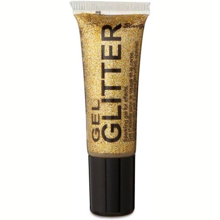 Golden Glamour Gel Glitter: Sparkle Infused Face & Body Gel with Precision Applicator