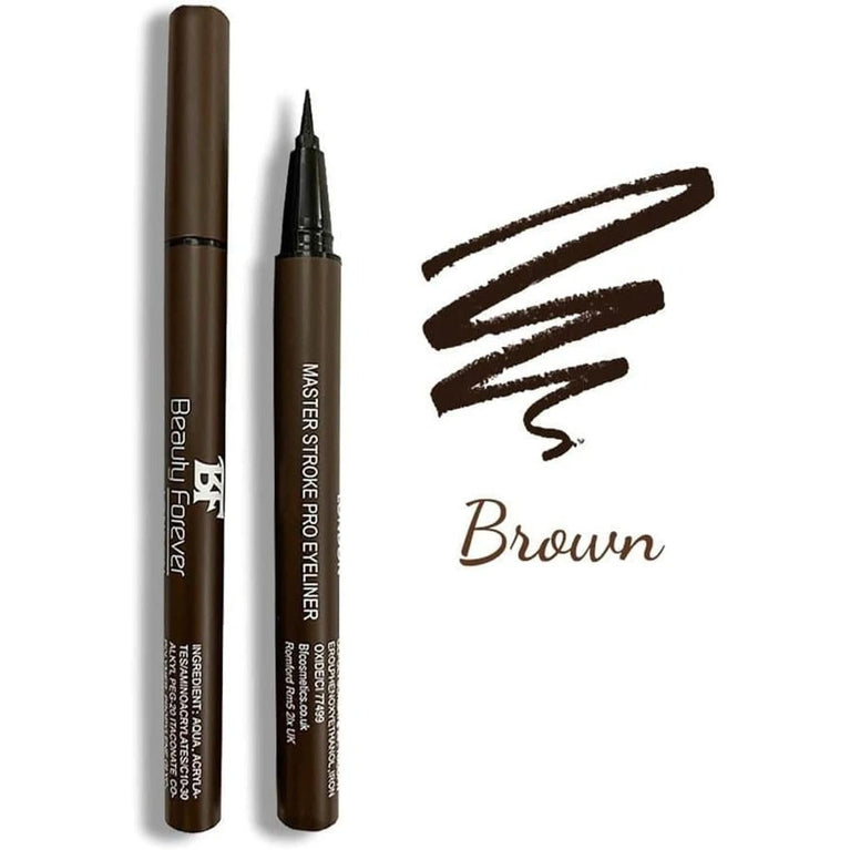 Ultimate Precision Eyeliner Pen by Beauty Forever - Long-Lasting & Waterproof, Semi-Matte Finish, Ideal for All Eye Types, Available in Black and Brown