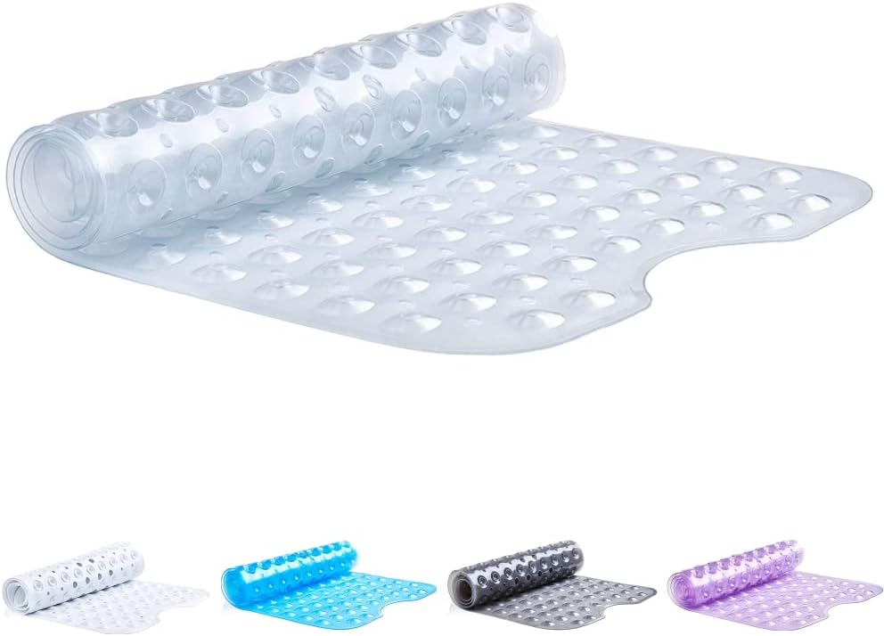 TranquilBeauty Clear Non-Slip Bath Mat with Suction Cups | Extra Long 100x40cm Bathtub Mats