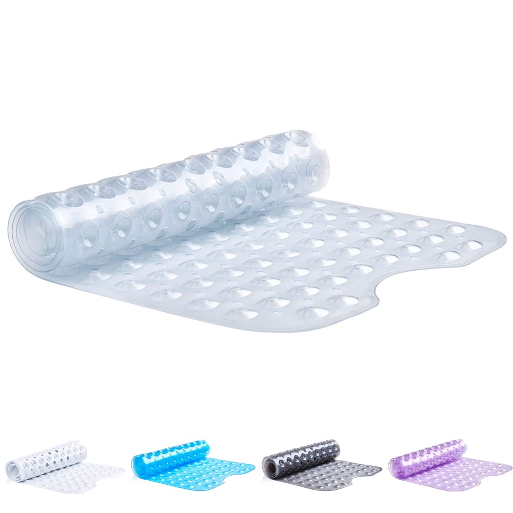 TranquilBeauty Clear Non-Slip Bath Mat with Suction Cups | Extra Long 100x40cm Bathtub Mats