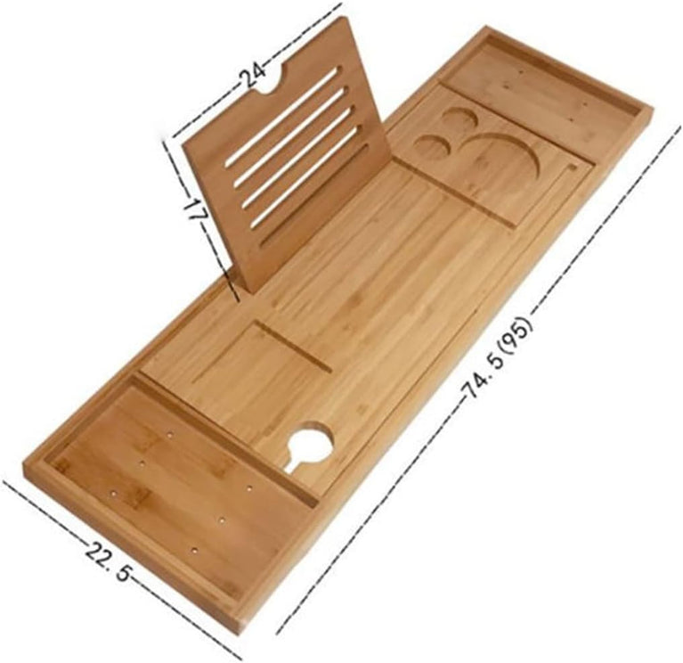 Luxury Bamboo Bath Tub Tray Organizer with Tablet and Phone Slots