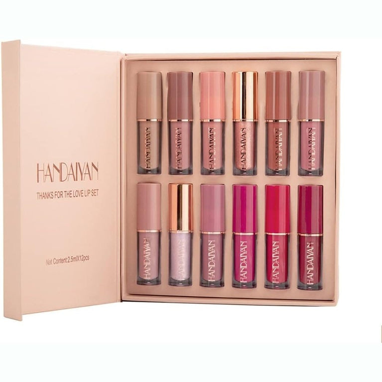 Vibrant 12-Color Long-Lasting Matte Liquid Lipstick Set with Waterproof Non-Stick Formula, Perfect Makeup Gift Kit for Women (Set A)