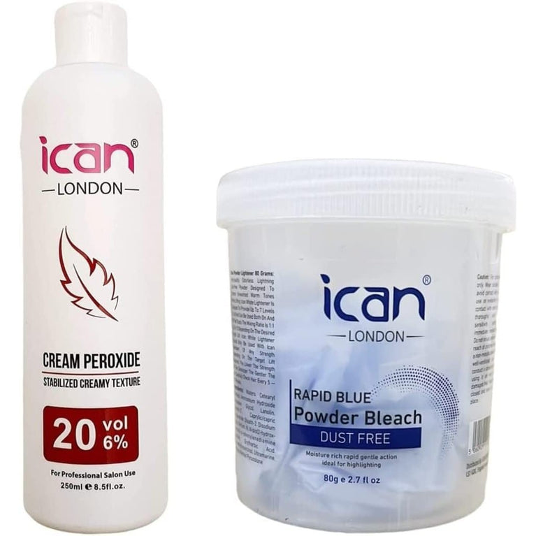 ICAN LONDON PROFESSIONAL PEROXIDE CREAM AND BLEACH SET 250 ML + 80 G JAR