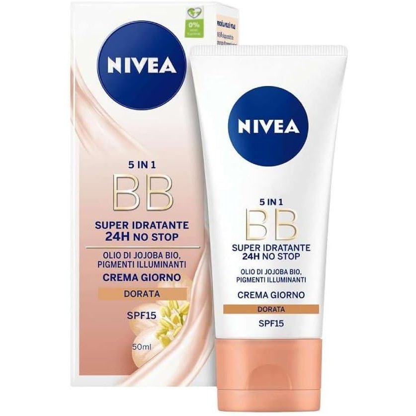 NIVEA 5-in-1 Provitamin B5 BB Cream for Medium to Dark Skin Tones with 24 Hour Moisturization and SPF 15- 50ml